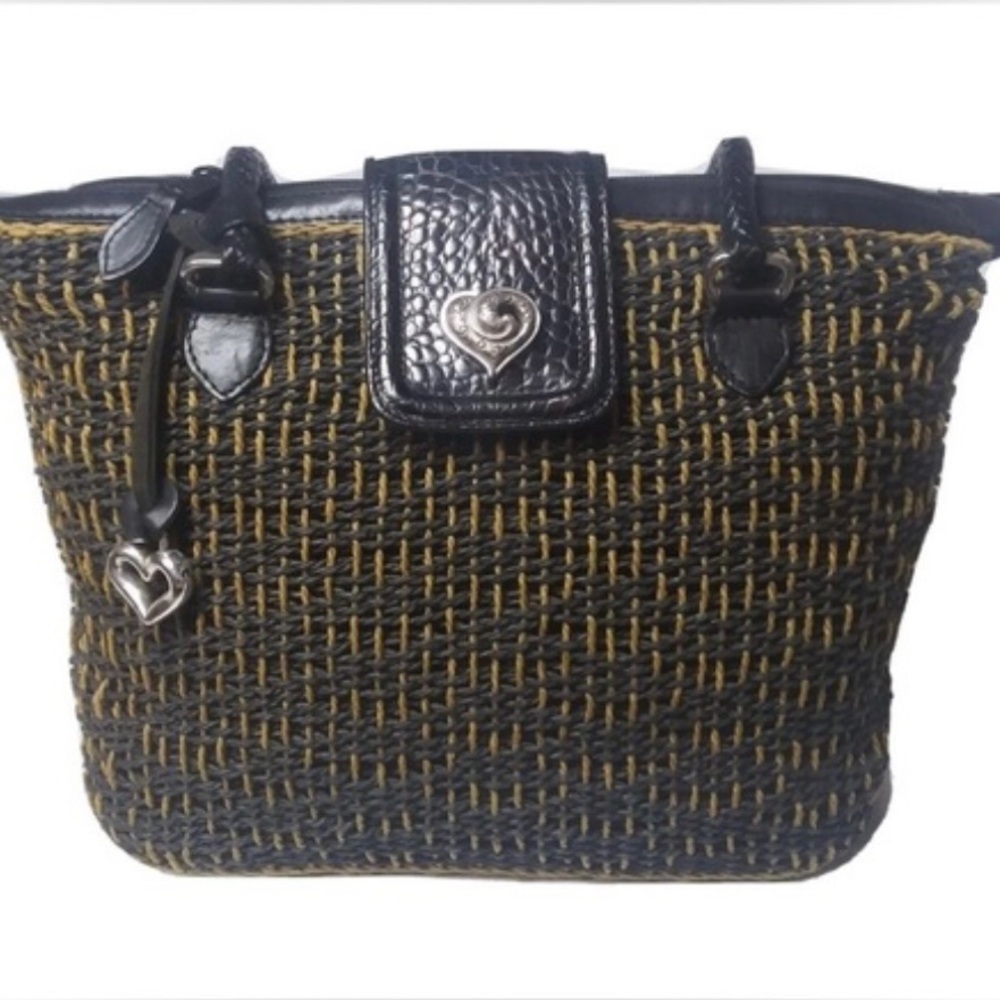 Brighton Black & Brown Woven Leather Shoulder Bag